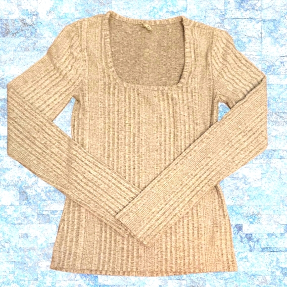 🎁MUDD Square Neck Gray Knit Long Sleeve Sweater-Size S - Picture 1 of 13